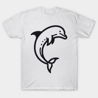 Stick Figure of a Dolphin in Black Ink T-Shirt